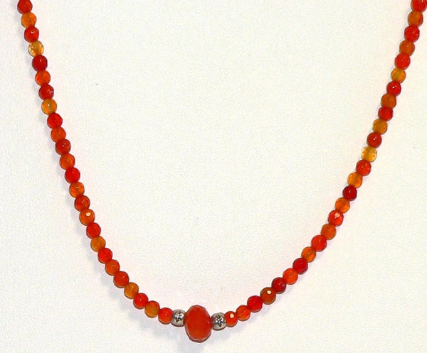 Artisan Necklace Carnelian Gemstone Sterling Silver Beads Boho Style Jewelry Gift for Her