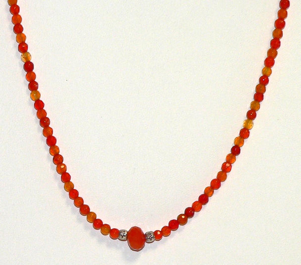 Artisan Necklace Carnelian Gemstone Sterling Silver Beads Boho Style Jewelry Gift for Her