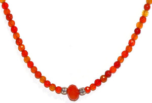 Artisan Necklace Carnelian Gemstone Sterling Silver Beads Boho Style Jewelry Gift for Her