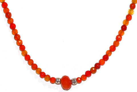 Artisan Necklace Carnelian Gemstone Sterling Silver Beads Boho Style Jewelry Gift for Her