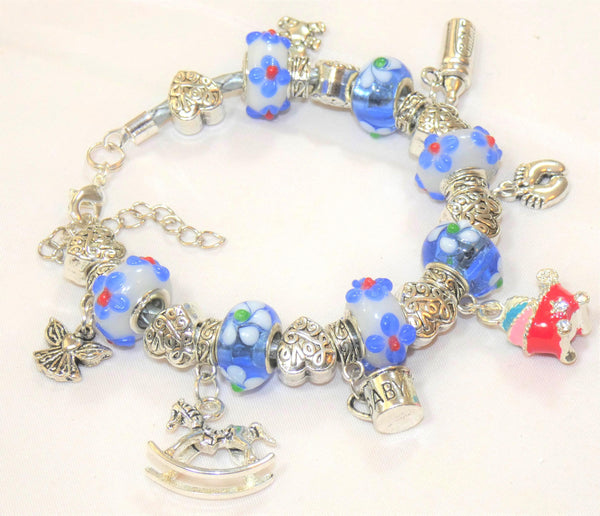 Maternity Bracelet: Baby Shower Charm Bracelet for Baby Girl, Fertility Gift, Expecting Mom Jewelry, Pregnancy Keepsake
