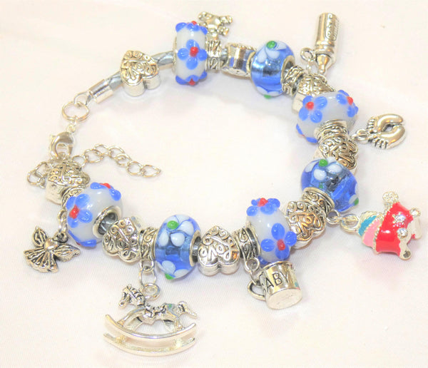 Maternity Bracelet Baby Shower Charm Bracelet for Baby Boy & Fertility Gifts - Personalized Keepsake Jewelry