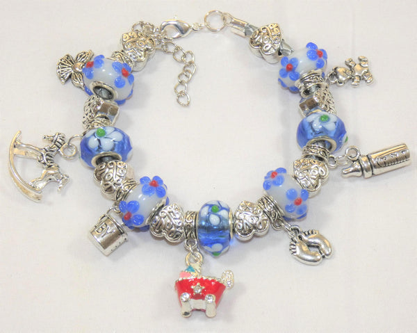 Maternity Bracelet: Baby Shower Charm Bracelet for Baby Girl, Fertility Gift, Expecting Mom Jewelry, Pregnancy Keepsake