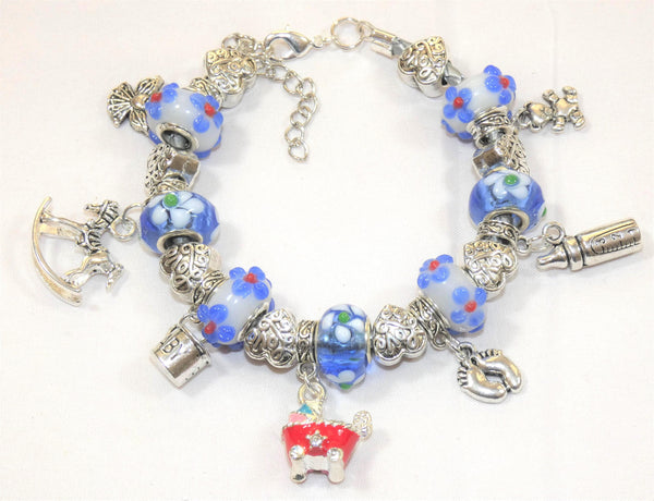 Maternity Bracelet: Baby Shower Charm Bracelet for Baby Girl, Fertility Gift, Expecting Mom Jewelry, Pregnancy Keepsake