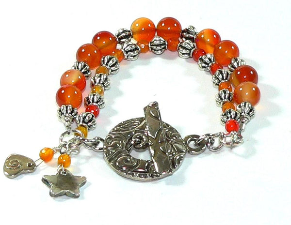 Carnelian Bracelet - Two Strand Designer Toggle Clasp, Handmade Gemstone Jewelry, Boho Chic Accessory, Perfect Gift for Her