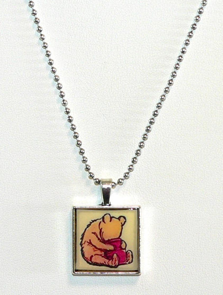 Winnie The Pooh Necklace Pooh Altered Art Pendant | Unique Gift for Disney Fans & Collectors | Handmade Jewelry