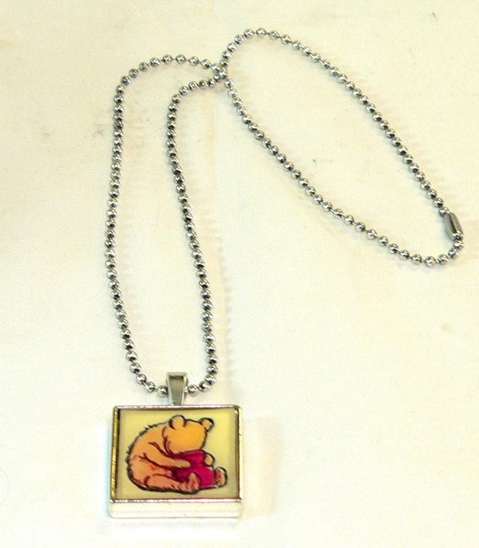 Winnie The Pooh Necklace Pooh Altered Art Pendant | Unique Gift for Disney Fans & Collectors | Handmade Jewelry