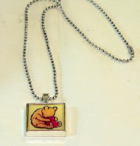 Winnie The Pooh Necklace Pooh Altered Art Pendant | Unique Gift for Disney Fans & Collectors | Handmade Jewelry