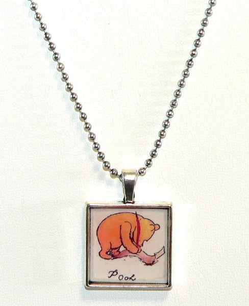 Winnie The Pooh Necklace Pooh Altered Art Pendant | Unique Gift for Disney Fans & Collectors | Handmade Jewelry