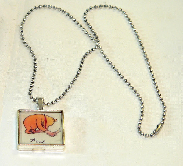 Winnie The Pooh Necklace Pooh Altered Art Pendant | Unique Gift for Disney Fans & Collectors | Handmade Jewelry