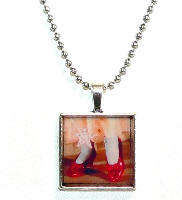 Ruby Slippers Necklace | Wizard of Oz Altered Art Necklace| Unique Gifts for Movie Lovers & Collectors Wizard Of Oz Necklace
