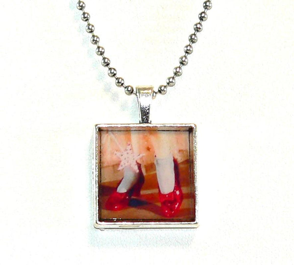 Ruby Slippers Necklace | Wizard of Oz Altered Art Necklace| Unique Gifts for Movie Lovers & Collectors Wizard Of Oz Necklace