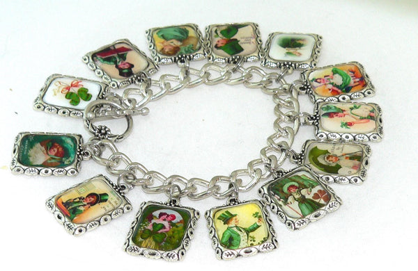 St. Patrick's Day Bracelet Vintage St. Patrick’s Charm Bracelet for St. Patrick's Day Celebrations Altered Art St. Patrick's Day Bracelet