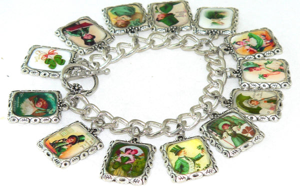 St. Patrick's Day Bracelet Vintage St. Patrick’s Charm Bracelet for St. Patrick's Day Celebrations Altered Art St. Patrick's Day Bracelet