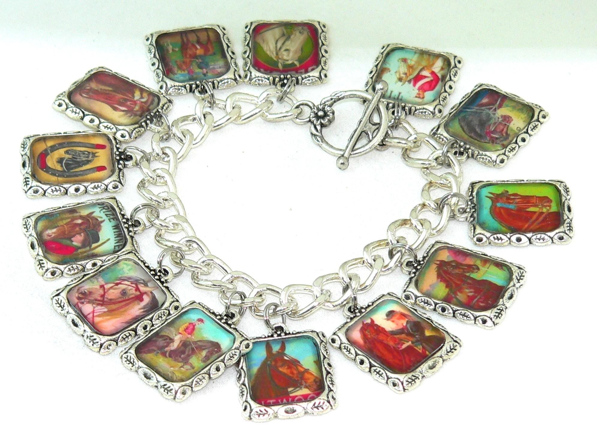 Charming Vintage Horse Bracelet with Equestrian Art Appeal Horse Gifts For Her Vintage ALtered Art Horse Bracelet Quality Craftsmanship