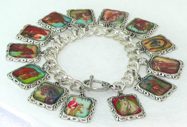 Charming Vintage Horse Bracelet with Equestrian Art Appeal Horse Gifts For Her Vintage ALtered Art Horse Bracelet Quality Craftsmanship