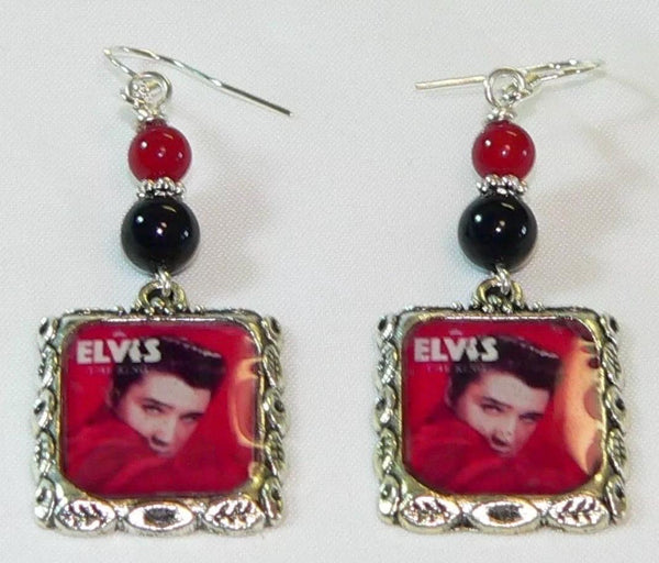 Unique Elvis Presley Earrings with Onyx Howlite Beads for Vintage Rock N Roll Lovers Elvis Gifts For Her