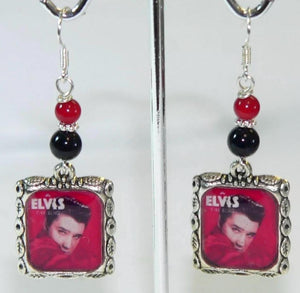Unique Elvis Presley Earrings with Onyx Howlite Beads for Vintage Rock N Roll Lovers Elvis Gifts For Her
