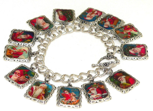 Handcrafted Christmas Art Jewelry Christmas Bracelet Vintage Holiday Jewelry Gift for Her Christmas Gift For Her Christmas Santa Bracelet