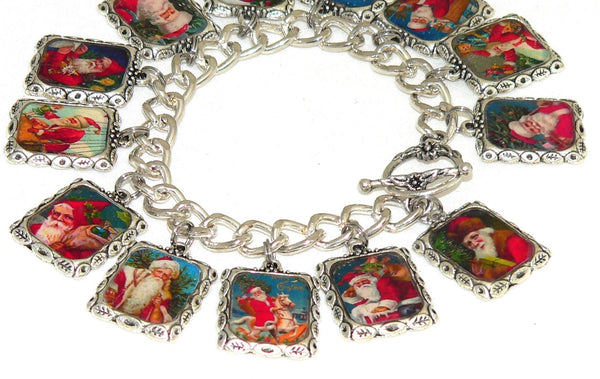 Handcrafted Christmas Art Jewelry Christmas Bracelet Vintage Holiday Jewelry Gift for Her Christmas Gift For Her Christmas Santa Bracelet