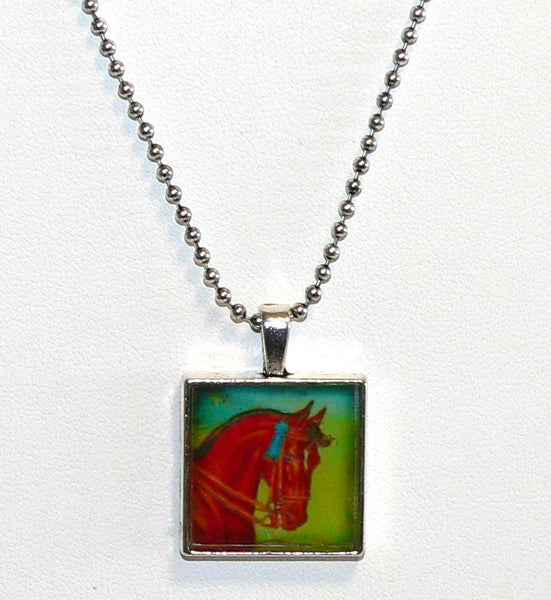 Vintage Equestrian Horse Necklace, Handmade Statement Jewelry, Unique Pendant Gift Vintage Equestrian Altered Art Horse Necklace