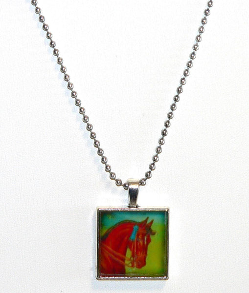 Vintage Equestrian Horse Necklace, Handmade Statement Jewelry, Unique Pendant Gift Vintage Equestrian Altered Art Horse Necklace