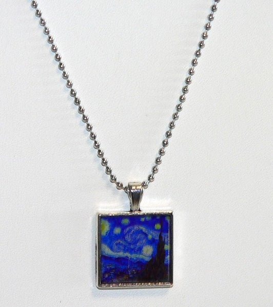 Artistic Starry Night Van Gogh Pendant Necklace for Unique Gift Ideas Van Gogh Starry Night Altered Art Necklace