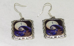 Handcrafted Tim Burton Inspired Silver Earrings Perfect for Halloween Nightmare Before Christmas Earrings