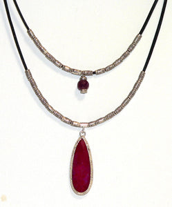 Two Strand Ruby Necklace Elegant Two Strand Silver Ruby Gemstone Boho Necklace for Her
