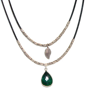 Two Strand Emerald Necklace Thai Silver Emerald Necklace Emerald Gifts For Her
