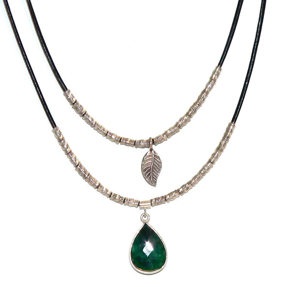 Two Strand Emerald Necklace Thai Silver Emerald Necklace Emerald Gifts For Her