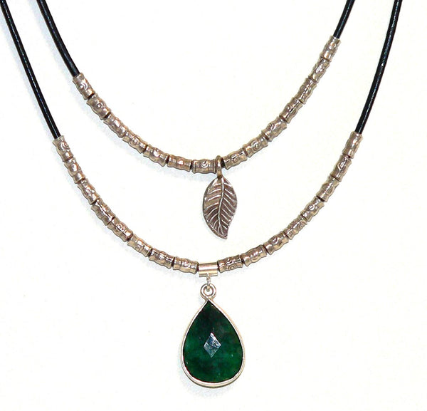 Two Strand Emerald Necklace Thai Silver Emerald Necklace Emerald Gifts For Her