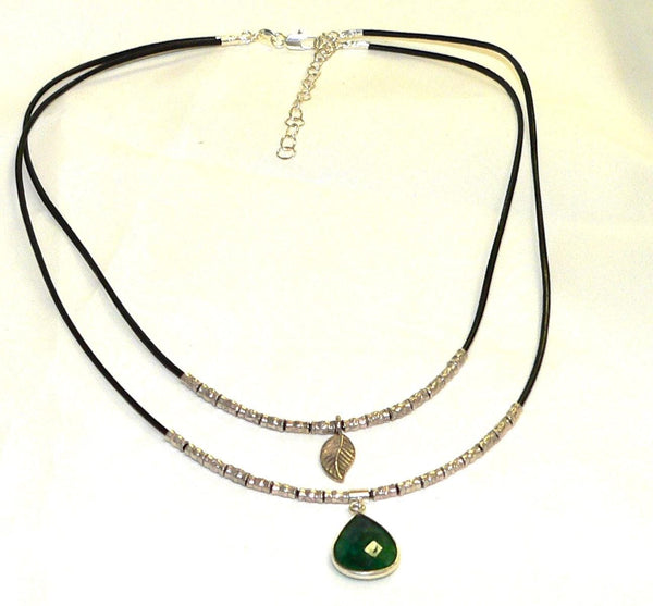Two Strand Emerald Necklace Thai Silver Emerald Necklace Emerald Gifts For Her