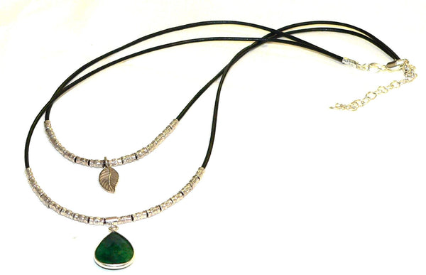 Two Strand Emerald Necklace Thai Silver Emerald Necklace Emerald Gifts For Her