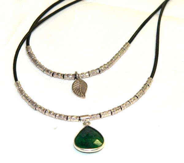 Two Strand Emerald Necklace Thai Silver Emerald Necklace Emerald Gifts For Her