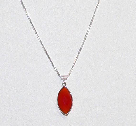 Elegant Marquise Carnelian Necklace, Sterling Silver Gemstone Birthstone Pendant