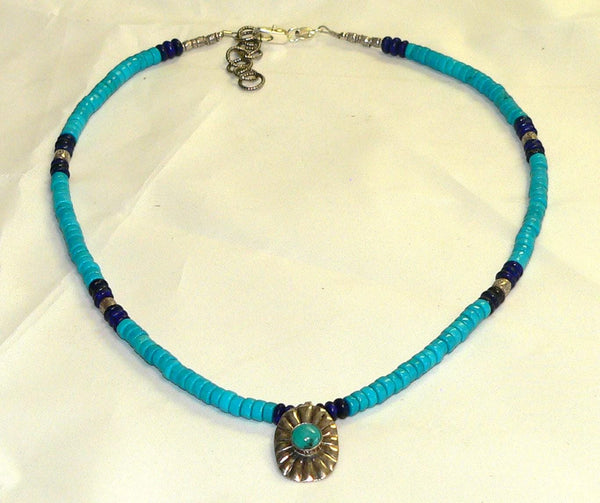 Handcrafted Bohemian Lapis Turquoise Silver Necklace for Unique Jewelry Lovers