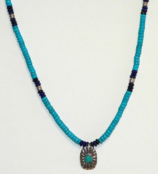 Handcrafted Bohemian Lapis Turquoise Silver Necklace for Unique Jewelry Lovers