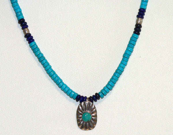 Handcrafted Bohemian Lapis Turquoise Silver Necklace for Unique Jewelry Lovers