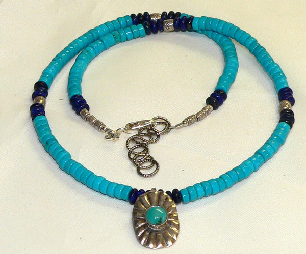 Handcrafted Bohemian Lapis Turquoise Silver Necklace for Unique Jewelry Lovers