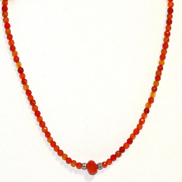 Artisan Necklace Carnelian Gemstone Sterling Silver Beads Boho Style Jewelry Gift for Her