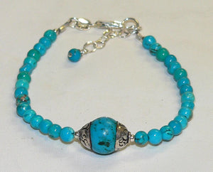 Bohemian Style Turquoise Bracelet | Adjustable Gemstone Jewelry for Women | Handmade Gift Idea