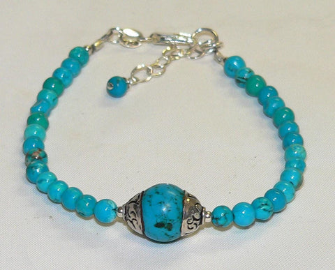 Bohemian Style Turquoise Bracelet | Adjustable Gemstone Jewelry for Women | Handmade Gift Idea