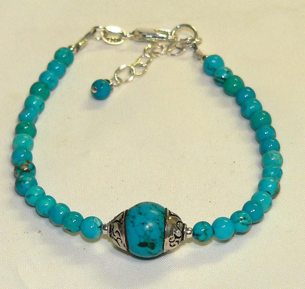 Bohemian Style Turquoise Bracelet | Adjustable Gemstone Jewelry for Women | Handmade Gift Idea