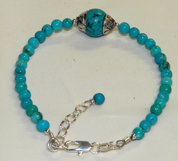Bohemian Style Turquoise Bracelet | Adjustable Gemstone Jewelry for Women | Handmade Gift Idea