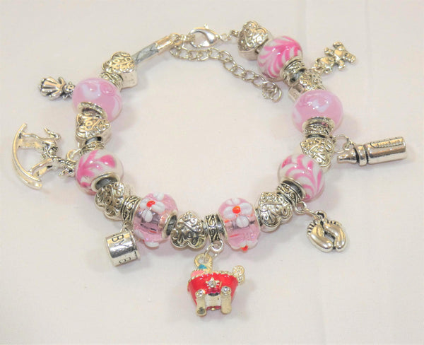 Maternity Bracelet Baby Shower Charm Bracelet for Baby Boy & Fertility Gifts - Personalized Keepsake Jewelry