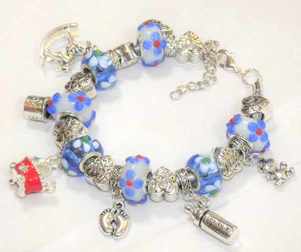 Maternity Bracelet: Baby Shower Charm Bracelet for Baby Girl, Fertility Gift, Expecting Mom Jewelry, Pregnancy Keepsake