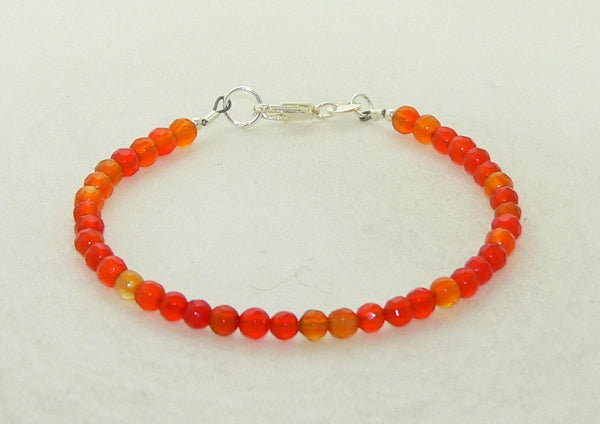 Handmade Carnelian Faceted Gemstone Bracelet for Boho Chic Style