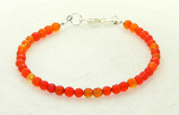 Handmade Carnelian Faceted Gemstone Bracelet for Boho Chic Style