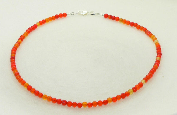Minimalist Carnelian Choker Necklace with Faceted Gemstone for Everyday Bohemian Style